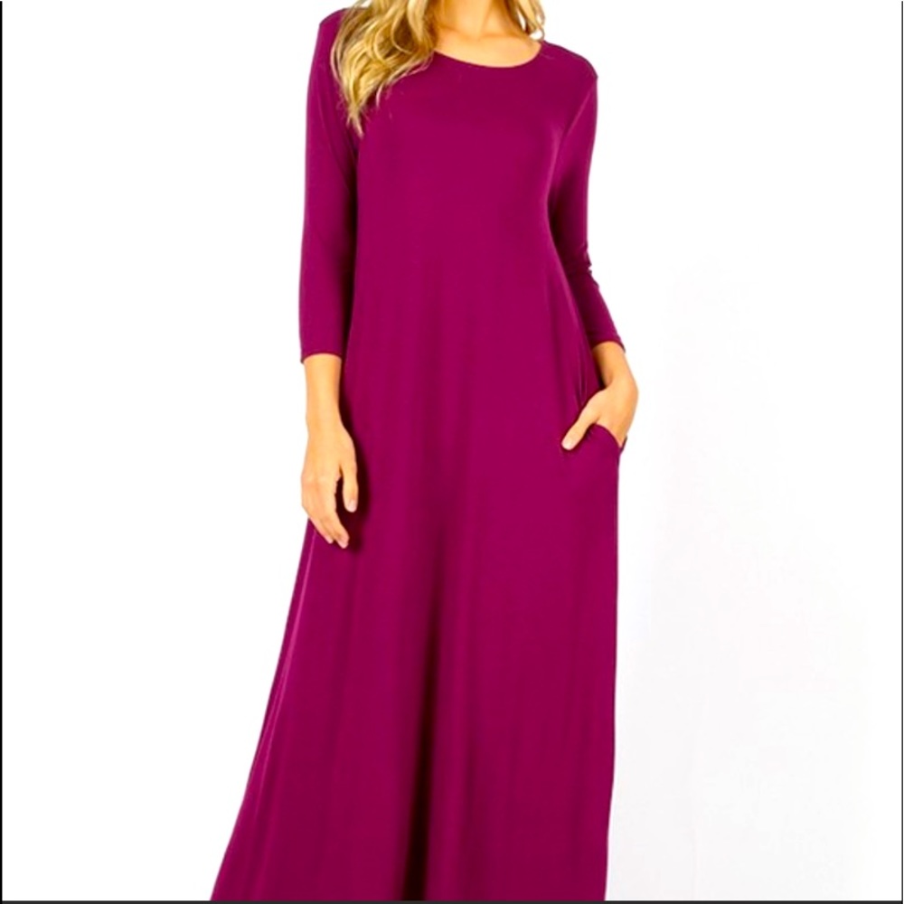 Long sleeve plum dress